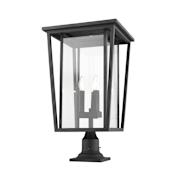 Z-Lite Seoul 3 Light 24" Tall Outdoor Single Head Post Light Black