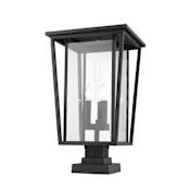 Z-Lite Seoul 3 Light 25" Tall Marine Grade Outdoor Pier Mount Post Light Black