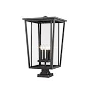 Z-Lite Seoul 4 Light 32" Tall Marine Grade Outdoor Pier Mount Post Light with Thick Base Black