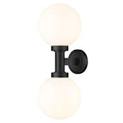 Z-Lite Laurent 2 Light 21" Tall Marine Grade Wall Sconce with Shades Black