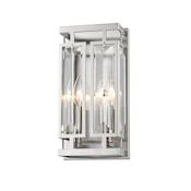 Z-Lite Mersesse 2 Light 12" Tall Cut Crystal Rectangular Wall Sconce Brushed Nickel