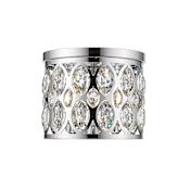 Z-Lite Dealey 3 Light 12" Wide Flush Mount Drum Ceiling Fixture with Clear Crystal Adornments Chrome