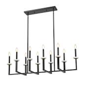 Z-Lite Gaultier 10 Light 45" Wide Crystal Candle Style Linear Chandelier Matte Black / Modern Gold