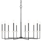 Z-Lite Gaultier 10 Light 45" Wide Crystal Candle Style Chandelier Matte Black / Modern Gold