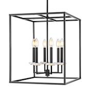Z-Lite Gaultier 6 Light 22" Tall Crystal Pendant Matte Black / Modern Gold