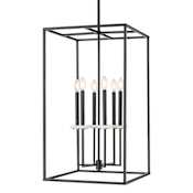 Z-Lite Gaultier 6 Light 33" Tall Crystal Pendant Matte Black / Modern Gold
