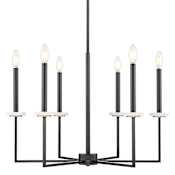 Z-Lite Gaultier 6 Light 27" Wide Crystal Candle Style Chandelier Matte Black / Modern Gold