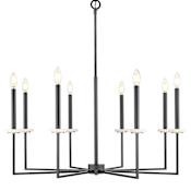 Z-Lite Gaultier 8 Light 35" Wide Crystal Candle Style Chandelier Matte Black / Modern Gold