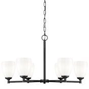 Z-Lite Oren 6 Light 32" Wide Chandelier with Matte Opal Glass Shades Matte Black