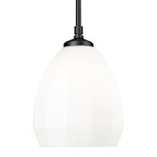 Z-Lite Oren 8" Wide Mini Pendant with Matte Opal Glass Shade Matte Black