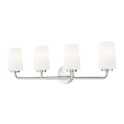 Z-Lite Montford 4 Light 32" Wide Vanity Light with Ribbed, Matte Opal Glass Shades Brushed Nickel