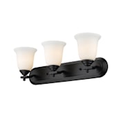 Z-Lite Lagoon 3 Light Bathroom Vanity Light with Matte Opal Glass Shade Matte Black