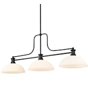 Z-Lite Melange 3 Light 52" Wide Linear Pendant with Glass Shades Matte Black