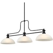 Z-Lite Melange 3 Light 52" Wide Linear Pendant with Glass Dome Shades Matte Black