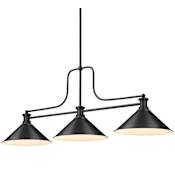 Z-Lite Melange 3 Light 52" Wide Linear Pendant with Tapered Shades Matte Black