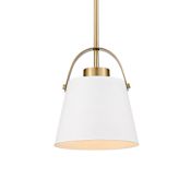 Z-Lite Z-Studio 8" Wide Mini Pendant Matte White / Heritage Brass