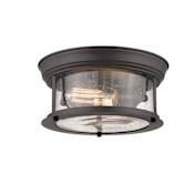Z-Lite Sonna 2 Light 11" Wide Flush Mount Drum Ceiling Fixture with Seedy Glass Shade Bronze