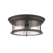 Z-Lite Sonna 2 Light 13-1/2" Wide Flush Mount Drum Ceiling Fixture with Seedy Glass Shade Bronze