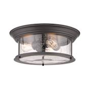 Z-Lite Sonna 3 Light 15-1/2" Wide Flush Mount Drum Ceiling Fixture with Seedy Glass Shade Bronze