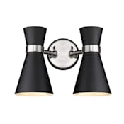 Z-Lite Soriano 2 Light 10" Tall Wall Sconce Matte Black / Brushed Nickel