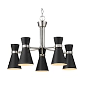 Z-Lite Soriano 5 Light 27" Wide Chandelier Matte Black / Brushed Nickel