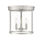 Z-Lite Thayer 3 Light 13" Wide Flush Mount Ceiling Fixture Brushed Nickel