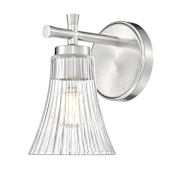 Z-Lite Belle 9" Tall Bathroom Sconce with Clear, Ribbed Glass Shade Brushed Nickel