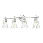 Z-Lite Belle 4 Light 32" Wide Vanity Light with Clear, Ribbed Glass Shades Brushed Nickel