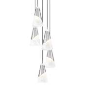 Z-Lite Aimie 5 Light 12" Wide Multi Light Pendant with 13" Tall White Swirl Glass Shades Brushed Nickel
