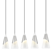 Z-Lite Aimie 5 Light 42" Wide Linear Pendant with 16" Tall White Swirl Glass Shades Brushed Nickel