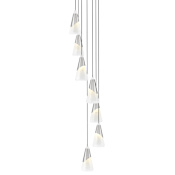 Z-Lite Aimie 7 Light 18" Wide Multi Light Pendant with 16" Tall White Swirl Glass Shades Brushed Nickel