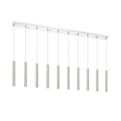 Z-Lite Forest 10 Light 57" Wide LED Linear Pendant with 12" Pendants Brushed Nickel / Chrome