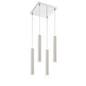 Z-Lite Forest 4 Light 10" Wide LED Multi Light Pendant with 12" Pendants Brushed Nickel / Chrome