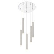 Z-Lite Forest 5 Light 14" Wide LED Multi Light Pendant with 12" Pendants Brushed Nickel / Chrome