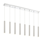 Z-Lite Forest 8 Light 44" Wide LED Linear Pendant with 12" Pendants Brushed Nickel / Chrome