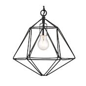 Z-Lite Geo 12" Wide Geometric Two-Tone Pendant Matte Black / Chrome