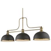 Z-Lite Melange 3 Light 52" Wide Linear Chandelier with Metal Dome Shades Bronze / Heritage Brass