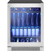Zephyr 24 Inch Wide 98 Can Capacity Energy Star Certified Beverage Cooler with PreciseTemp™ and Active Cooling Technology Stainless Steel / Glass