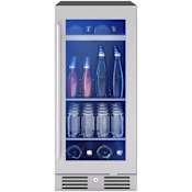Zephyr Presrv 15 Inch Wide 4 Bottle Capacity and 64 Can Capacity Energy Star Certified Wine and Beverage Cooler Combo with PreciseTemp™ Stainless Steel / Glass