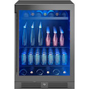 Zephyr Presrv 24 Inch Wide 7 Bottle and 108 Can Capacity Energy Star Certified Wine and Beverage Cooler with 3-Color LED Lighting Black Stainless Steel
