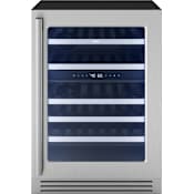 Zephyr Presrv 24 Inch Wide 45 Bottle Capacity Built-In / Free Standing Wine Cooler with Active Cooling Technology and Magnetic Kickplate Stainless Steel