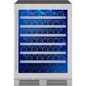 Zephyr Presrv 24 Inch Wide 53 Bottle Capacity Built-In / Free Standing Wine Cooler with 3-Color LED Lighting Stainless Steel
