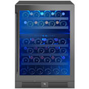 Zephyr Presrv 24 Inch Wide 45 Bottle Capacity Built-In / Free Standing Dual Zone Wine Cooler with Vibration Dampening System Black Stainless Steel