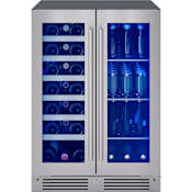 Zephyr Presrv 24 Inch Wide 21 Bottle Capacity and 64 Can Capacity Wine and Beverage Cooler Combo with 3-Color LED Lighting Stainless Steel