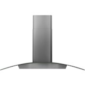 Zephyr Ravenna Island 290 - 600 CFM 42 Inch Wide Island Range Hood with Airflow Control Technology and ICON Touch Controls Black Stainless Steel
