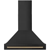 ZLINE Autograph Edition 280 - 700 CFM 36 Inch Wide Wall Mounted Range Hood with LED Lights Black Stainless Steel / Champagne Bronze