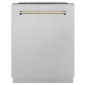 ZLINE Monument 24 Inch Wide 16 Place Setting Built-In Top Control Dishwasher with Adjustable Racks Durasnow / Champagne Bronze