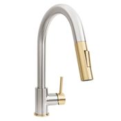 ZLINE Gemini 1.8 GPM Single Hole Pull Down Kitchen Sink Faucet Brushed Nickel / Champagne Bronze