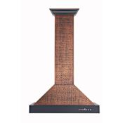 ZLINE 120 - 400 CFM 36 Inch Wide Outdoor Wall Mounted Range Hood with Baffle Filters and Push Button Controls Hand Hammered Copper