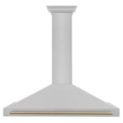 ZLINE Autograph Edition 120 - 400 CFM 48 Inch Wide Outdoor Fingerprint Resistant Wall Mounted Range Hood with Push Button Controls Fingerprint Resistant Stainless Steel / Champagne Bronze